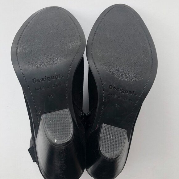 DESIGUAL Suede Ankle Boot Western Boho Style Black Grey Design Pink EU 39/US 8.5 - Picture 12 of 16